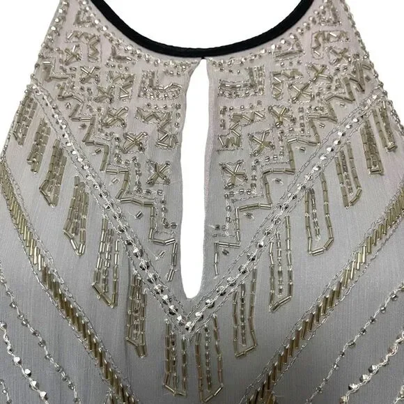 PARKER Sequined Beaded Halter Blouse M - Picture 2 of 8